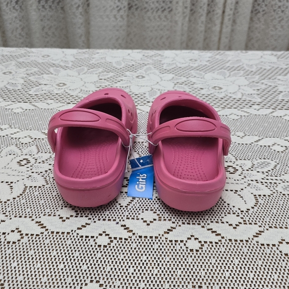NWT Girl's Pink Clog L 2 / 3 Shoes Casual Summer Garden Clogs Retro Slip On - Picture 4 of 7